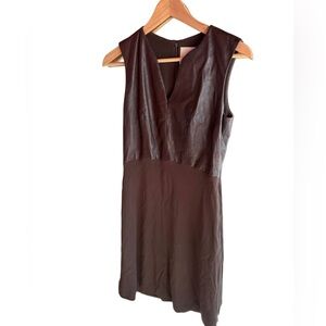 Vera Wang Brown Leather Top Mini Dress
